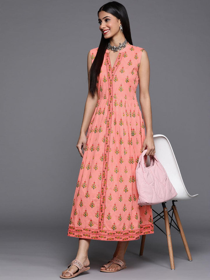 Pink Printed Cotton Dress - ShopLibas