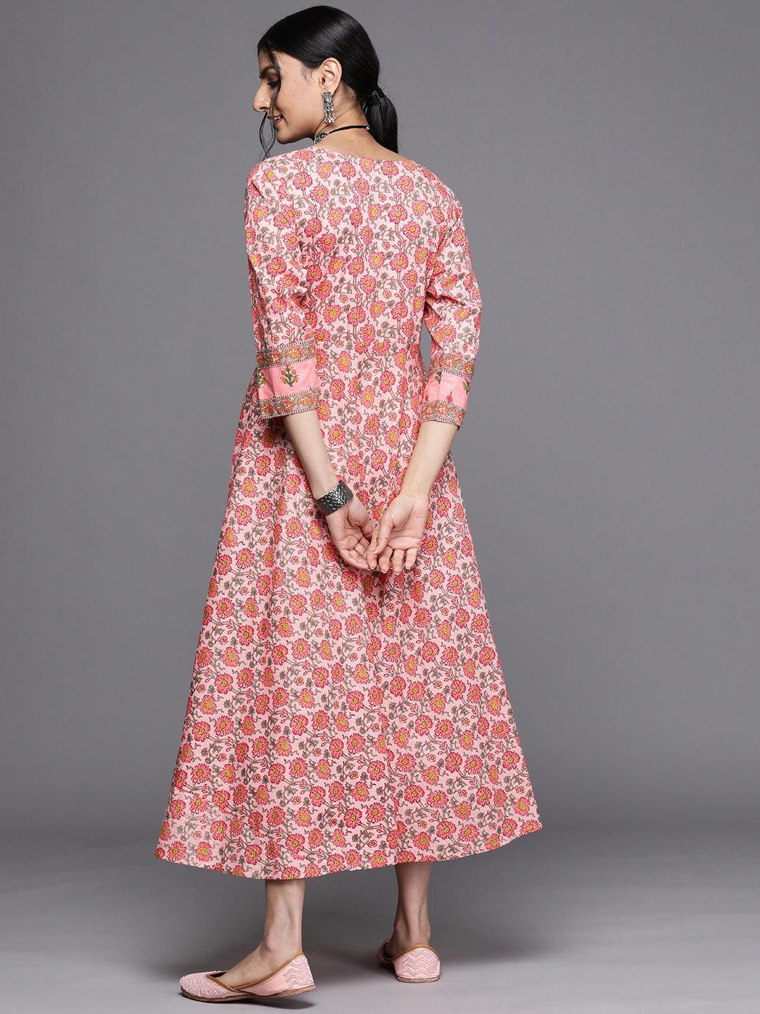 Pink Printed Cotton Dress - ShopLibas