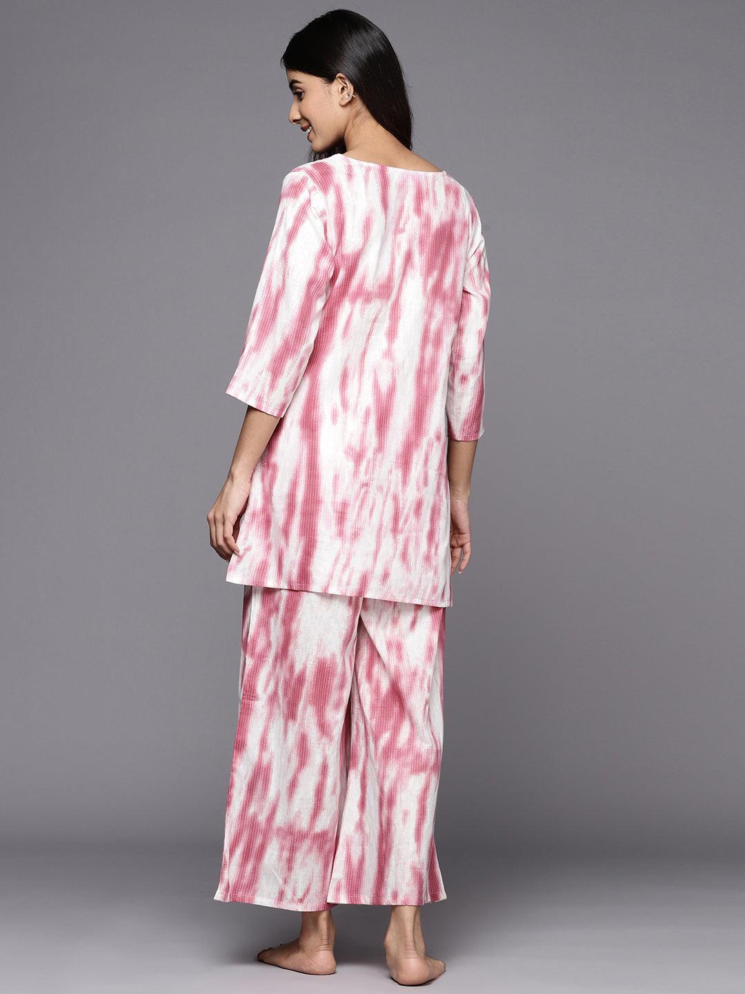 Pink Printed Cotton Night Suit