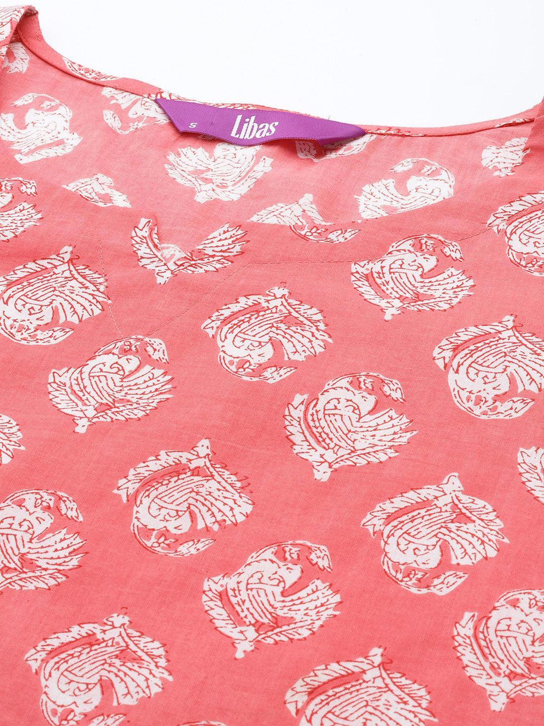 Pink Printed Cotton Night Suit