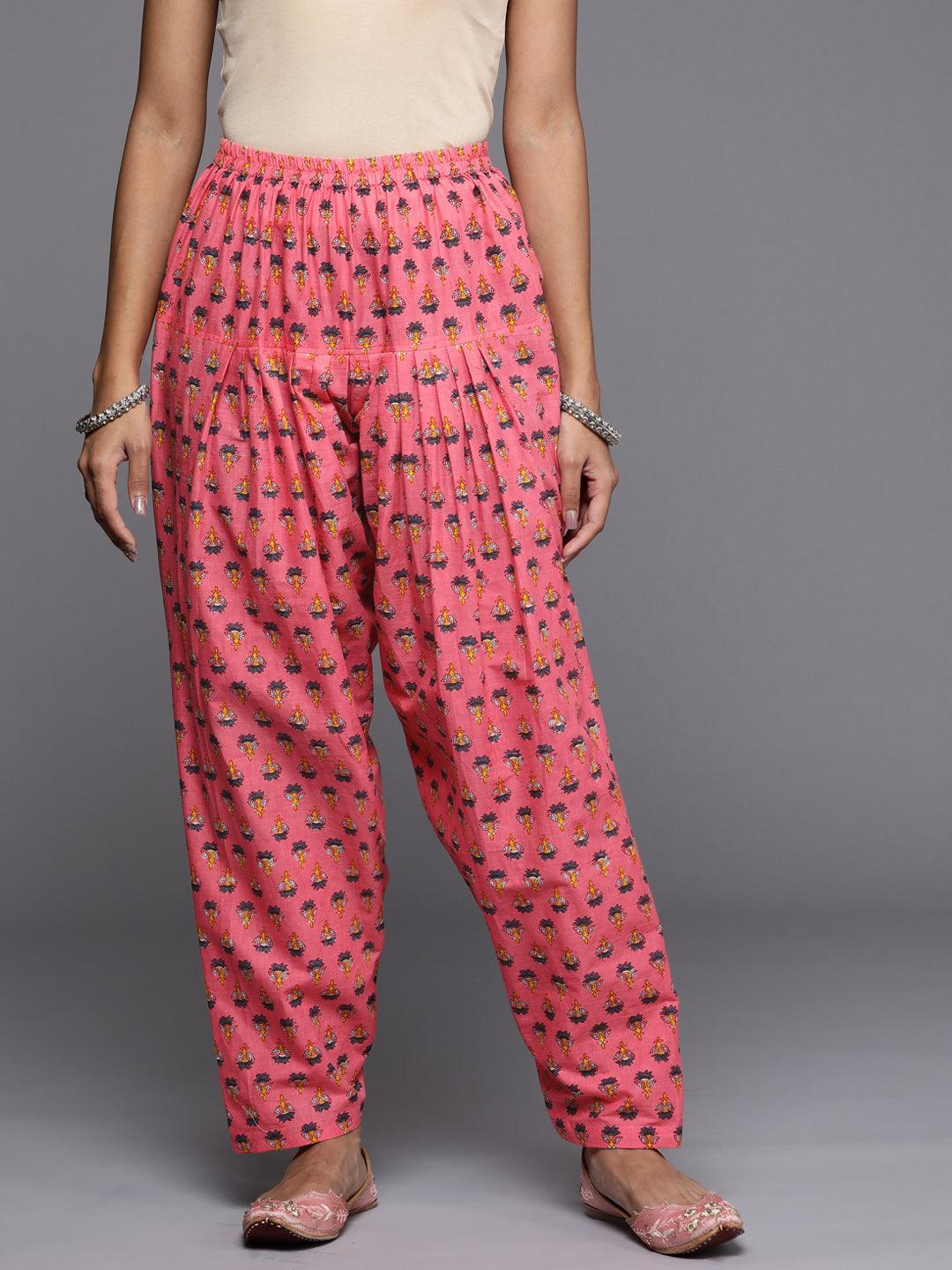 Pink Printed Cotton Salwar Pants