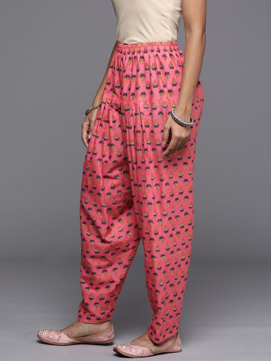 Pink Printed Cotton Salwar Pants