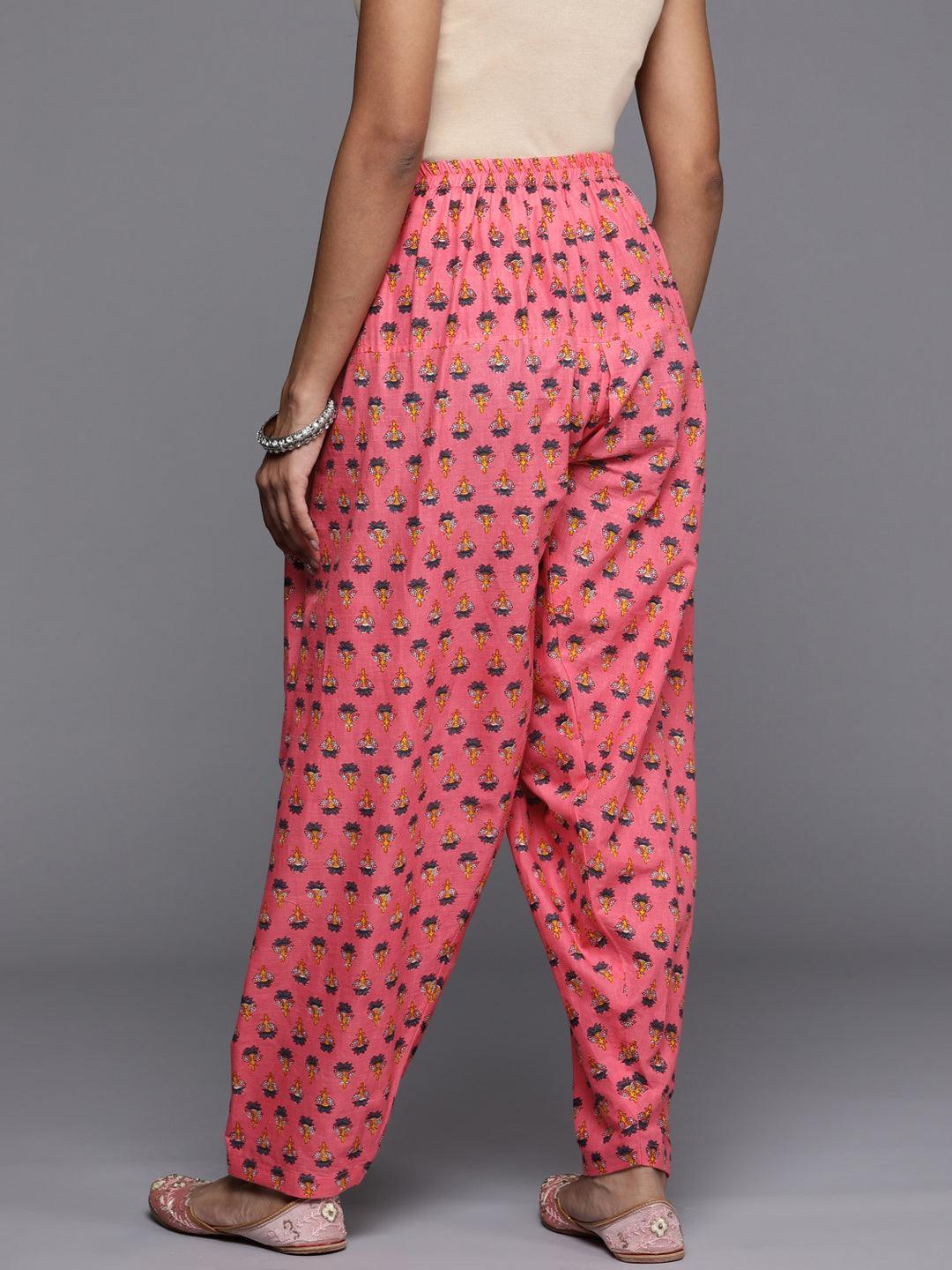 Pink Printed Cotton Salwar Pants