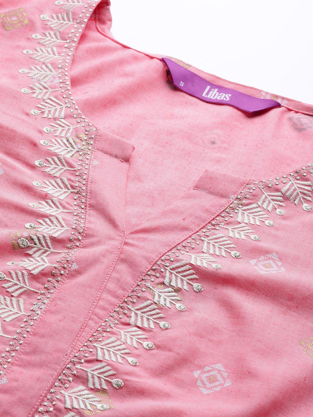 Pink Printed Cotton Suit Set - ShopLibas