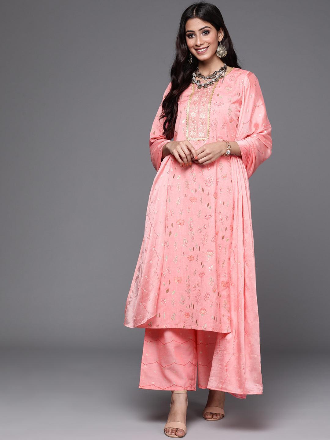 Pink Printed Cotton Suit Set - ShopLibas