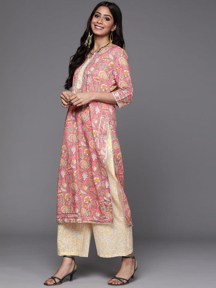 Pink Printed Cotton Suit Set - ShopLibas