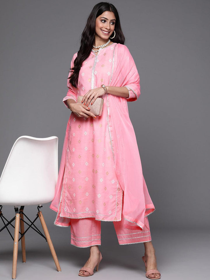 Pink Printed Cotton Suit Set - ShopLibas