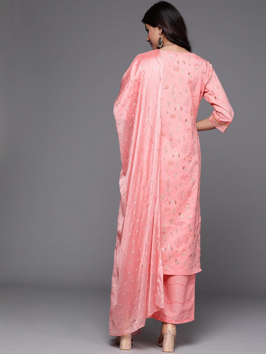 Pink Printed Cotton Suit Set