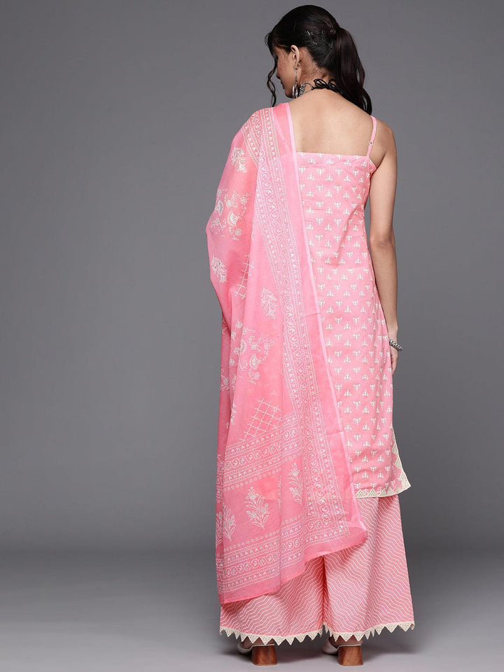 Pink Printed Cotton Suit Set - ShopLibas