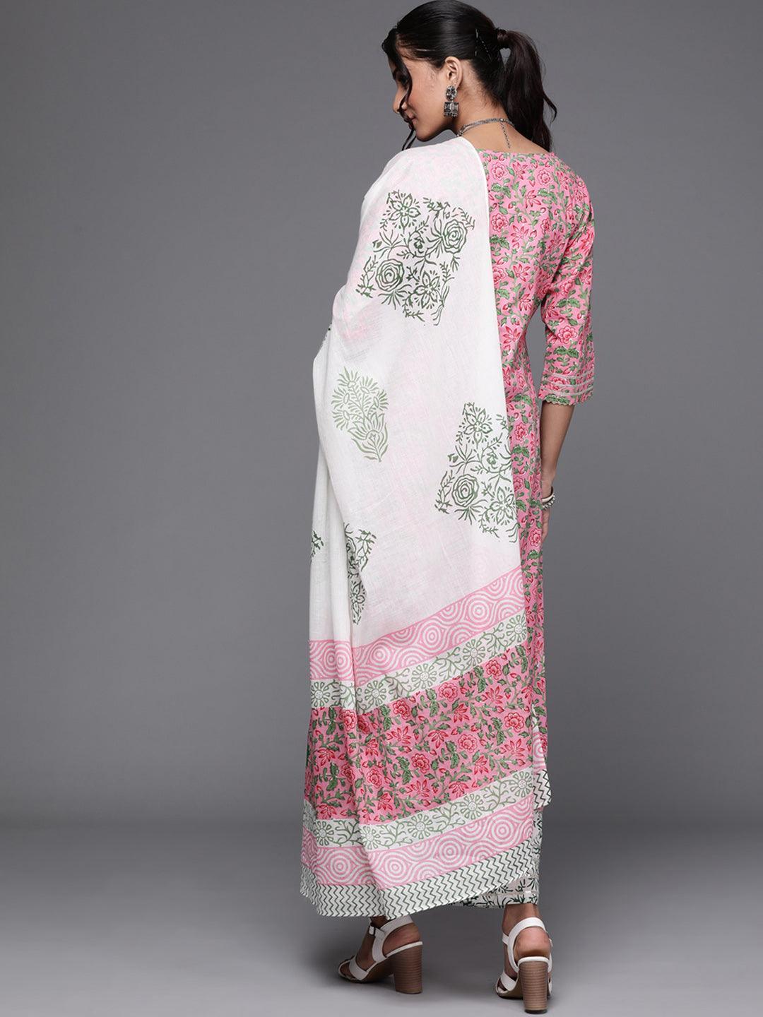 Pink Printed Cotton Suit Set - ShopLibas