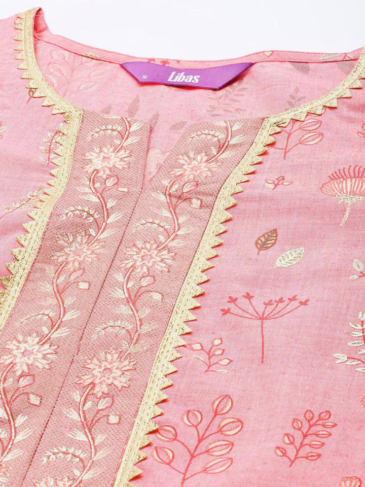 Pink Printed Cotton Suit Set - ShopLibas