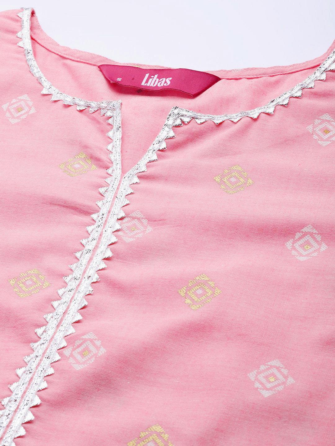 Pink Printed Cotton Suit Set - ShopLibas