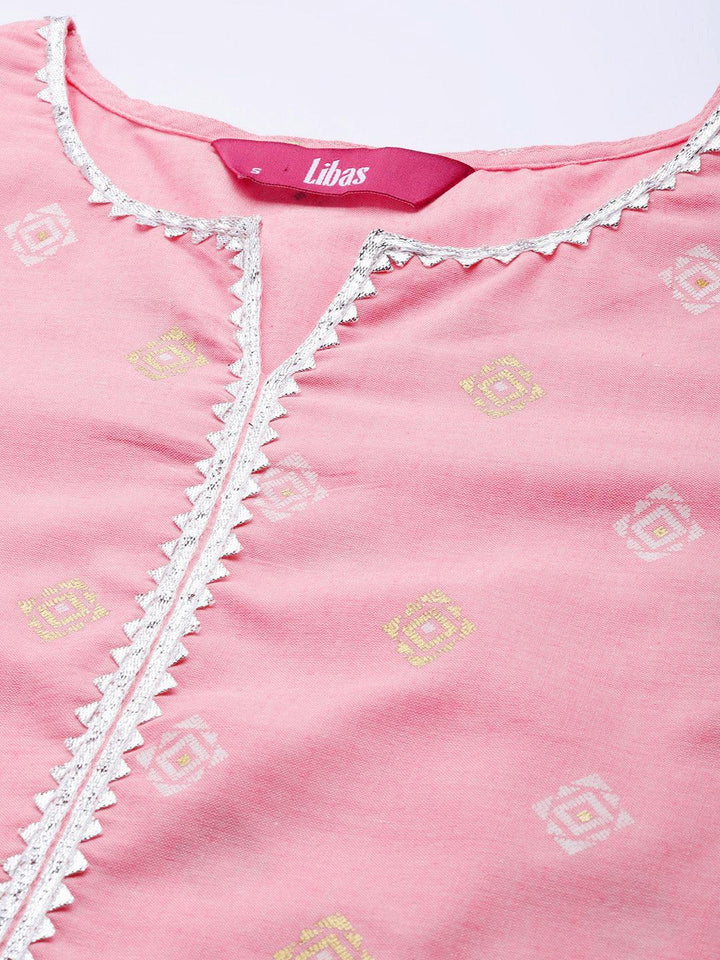 Pink Printed Cotton Suit Set - ShopLibas