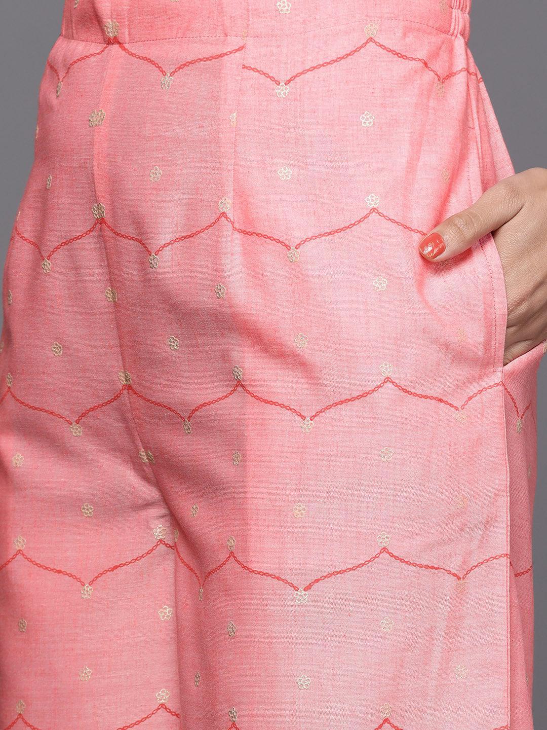 Pink Printed Cotton Suit Set