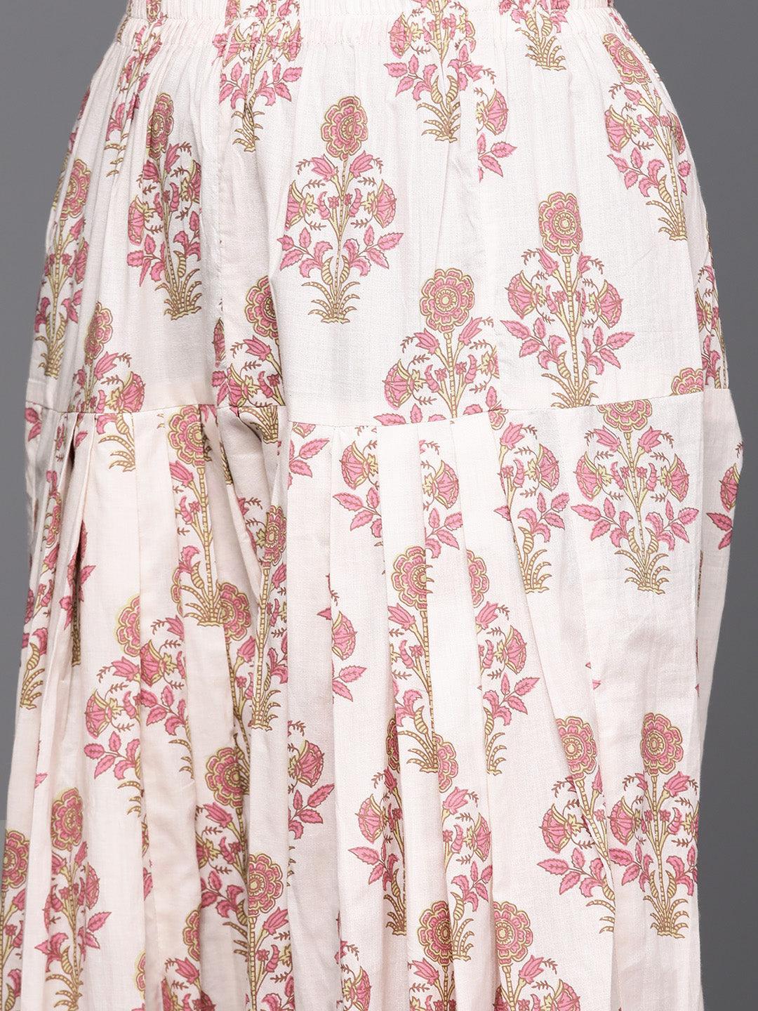 Pink Printed Cotton Suit Set