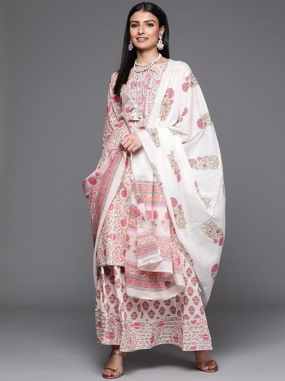 Pink Printed Cotton Suit Set - ShopLibas