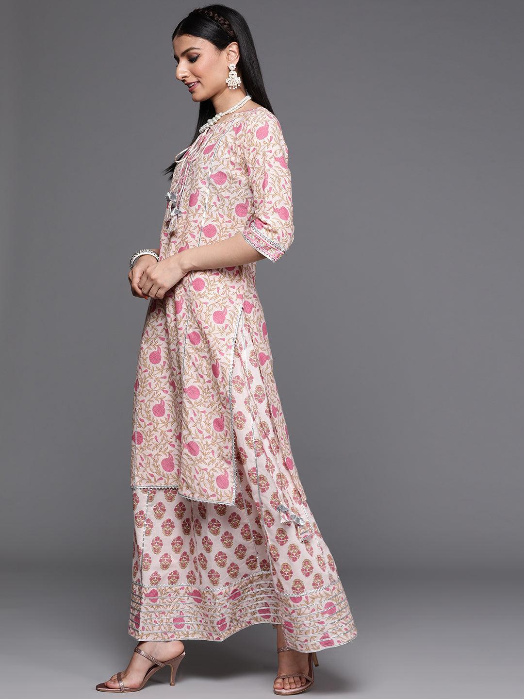 Pink Printed Cotton Suit Set - ShopLibas