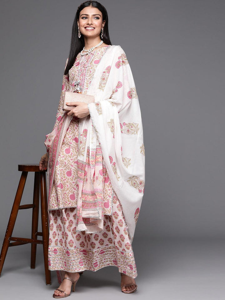 Pink Printed Cotton Suit Set - ShopLibas