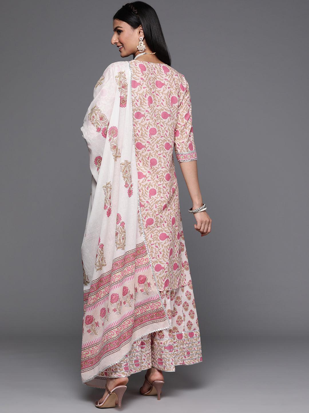 Pink Printed Cotton Suit Set - ShopLibas