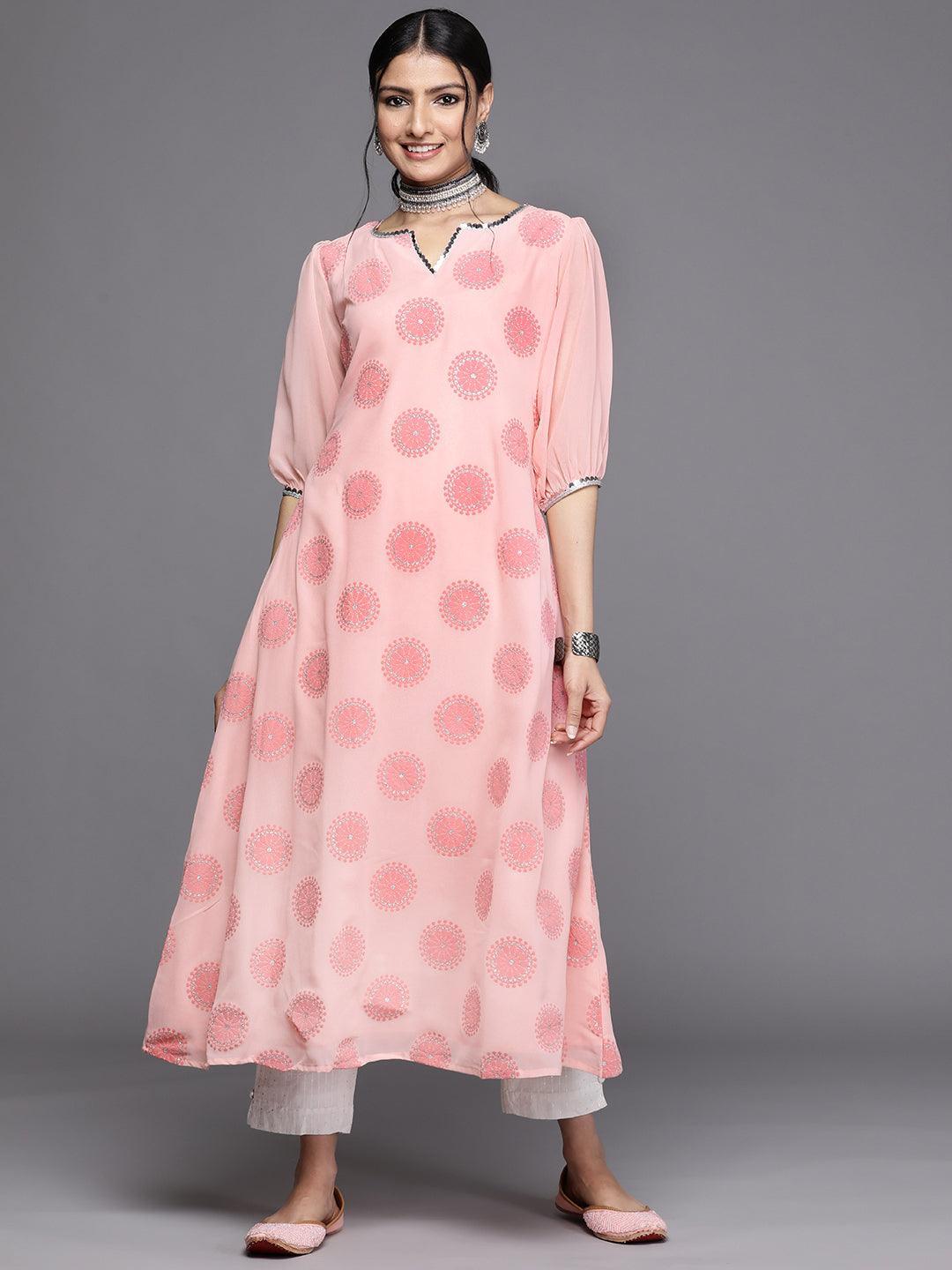 Pink Printed Georgette Kurta