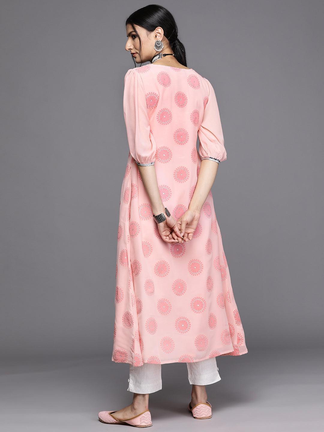 Pink Printed Georgette Kurta