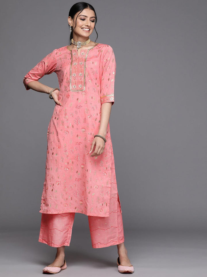 Pink Printed Silk Palazzos - ShopLibas