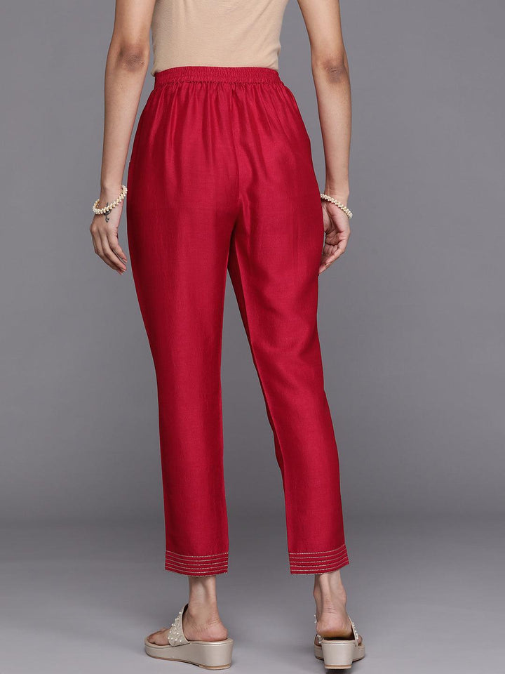 Pink Solid Silk Trousers - ShopLibas