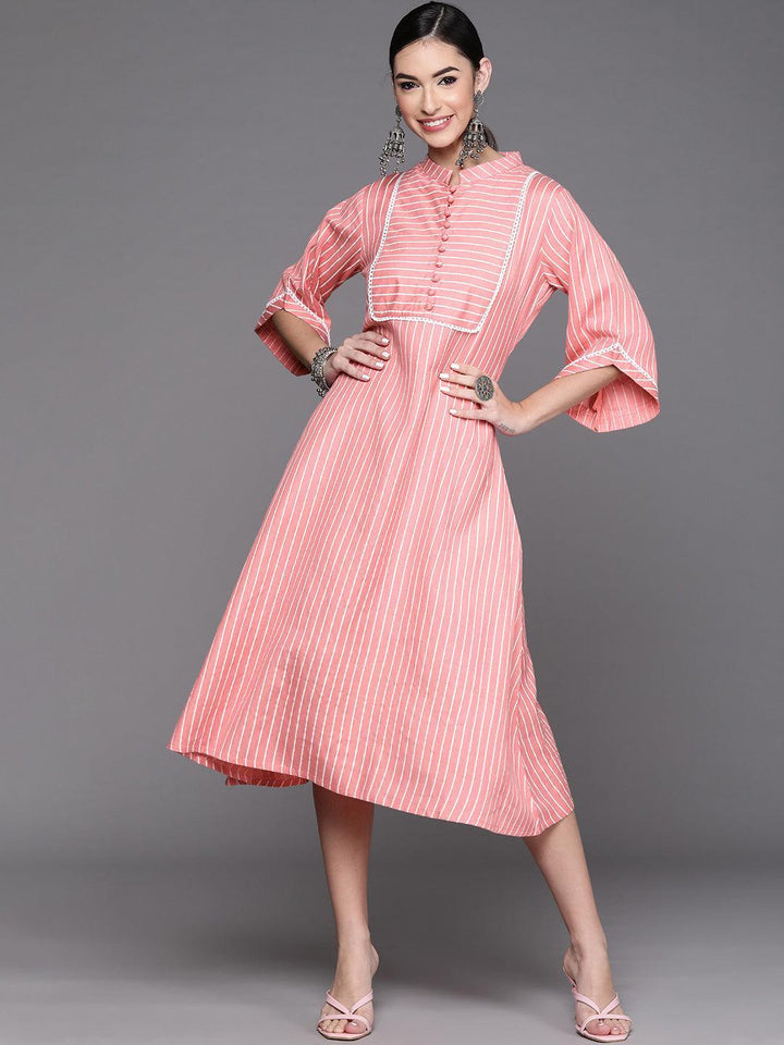 Pink Striped Cotton Dress - ShopLibas