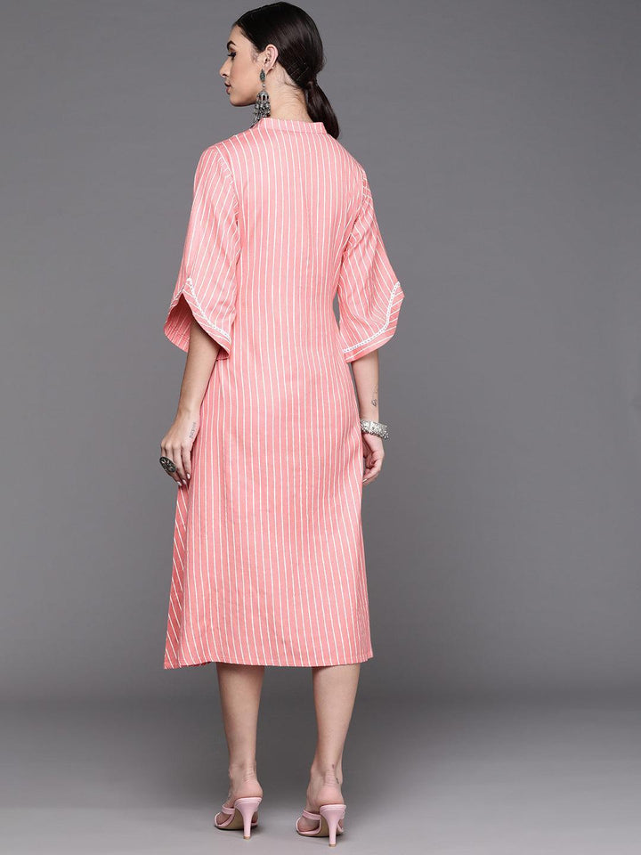 Pink Striped Cotton Dress - ShopLibas