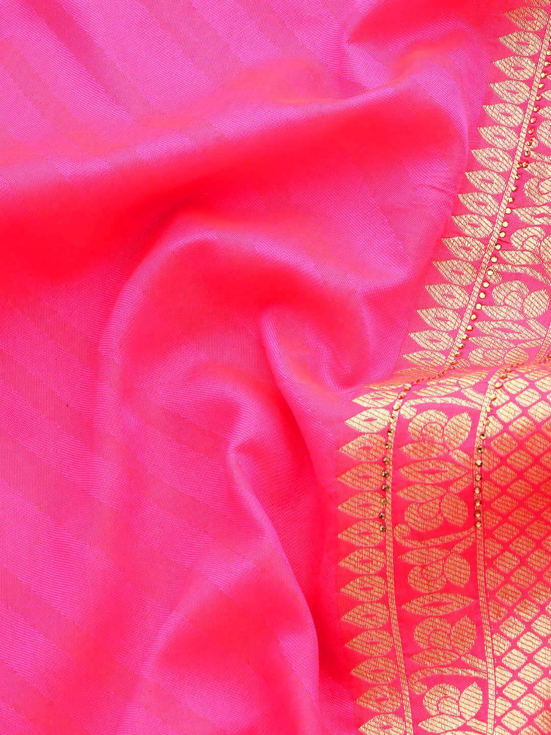 Pink Woven Design Brocade Saree