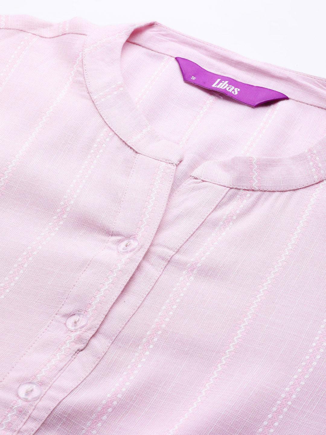 Pink Woven Design Rayon Kurta