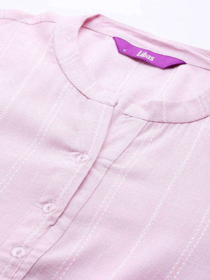 Pink Woven Design Rayon Kurta - Libas