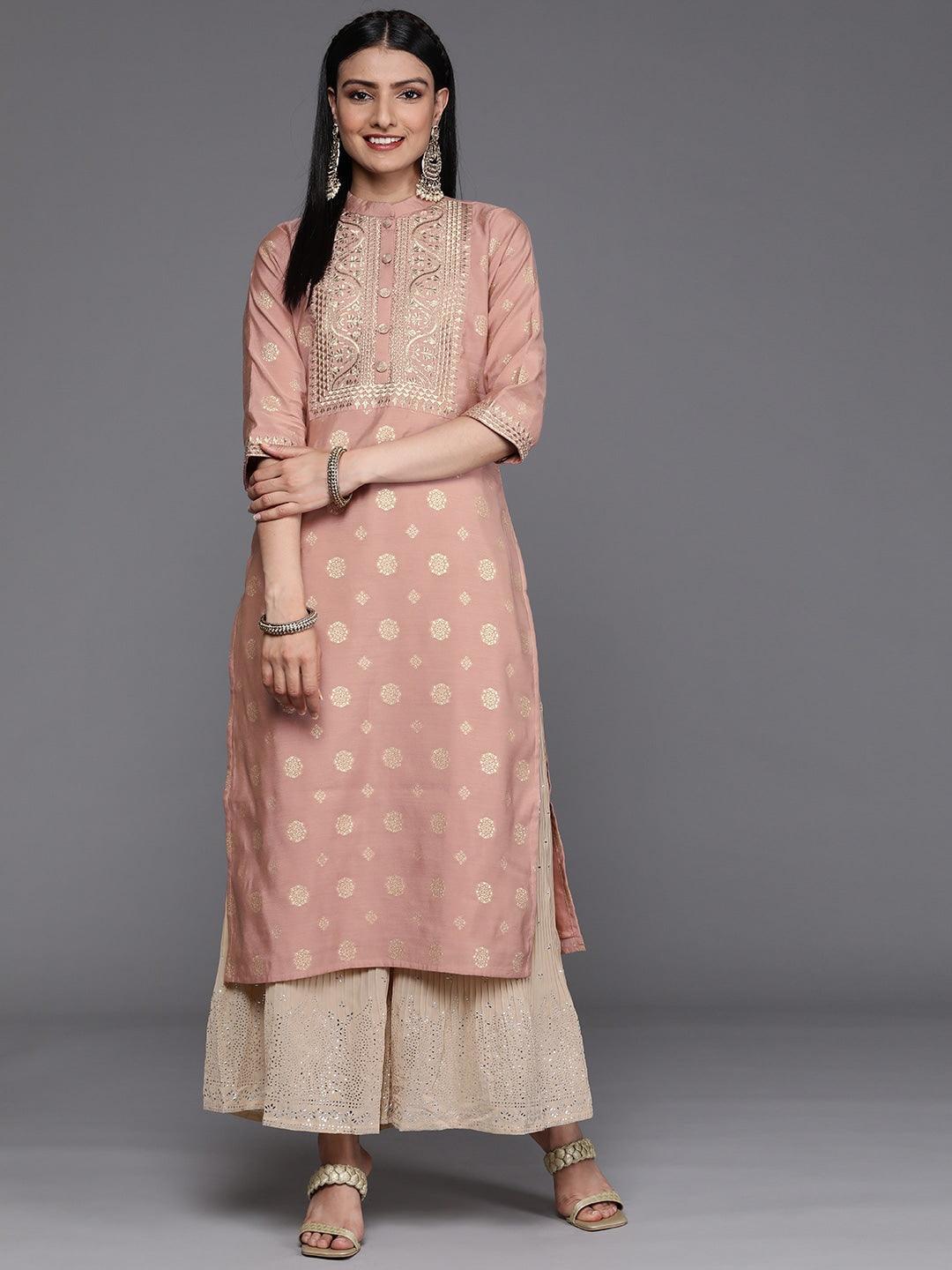 Pink Yoke Design Chanderi Silk Kurta