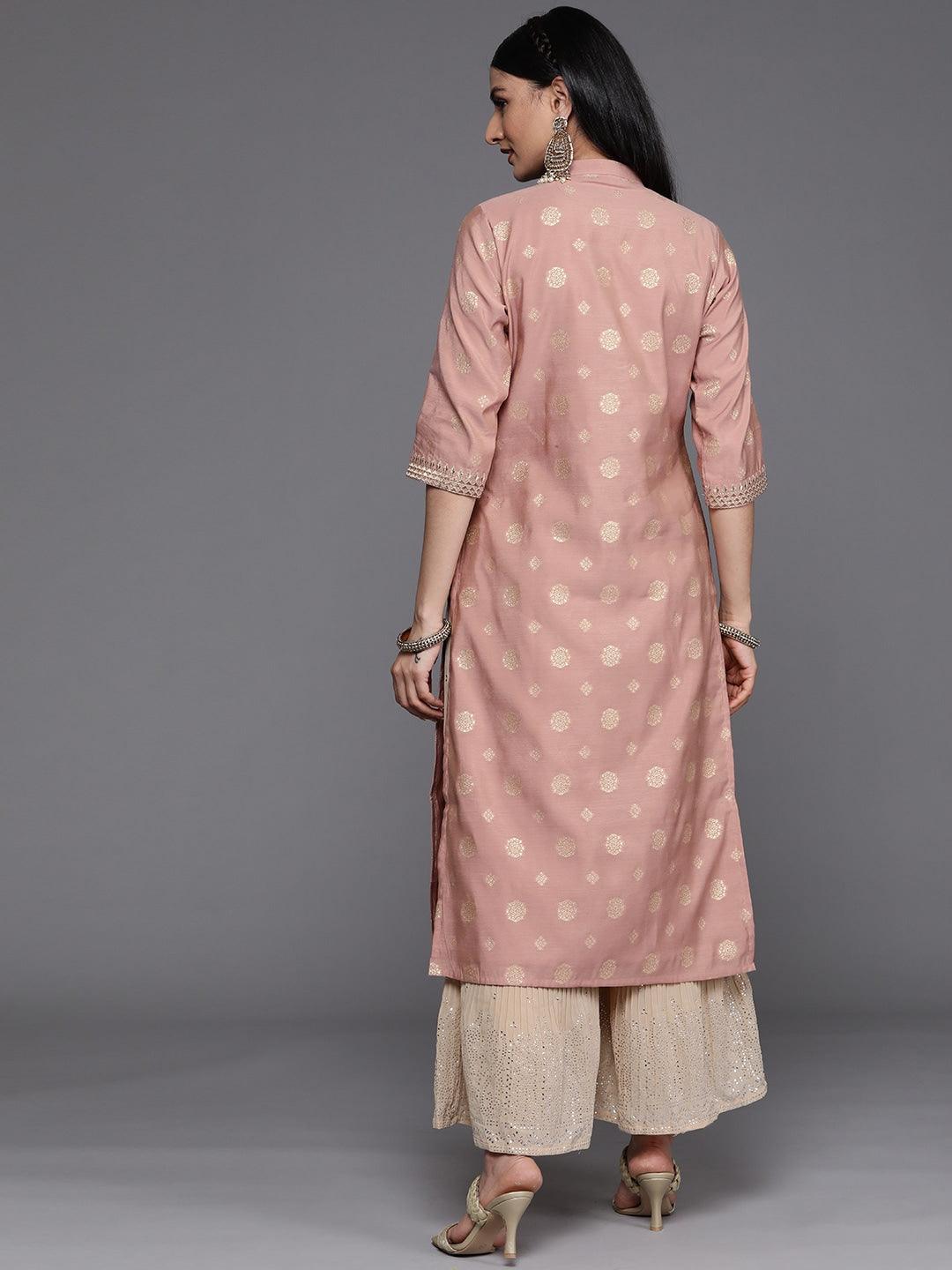 Pink Yoke Design Chanderi Silk Kurta