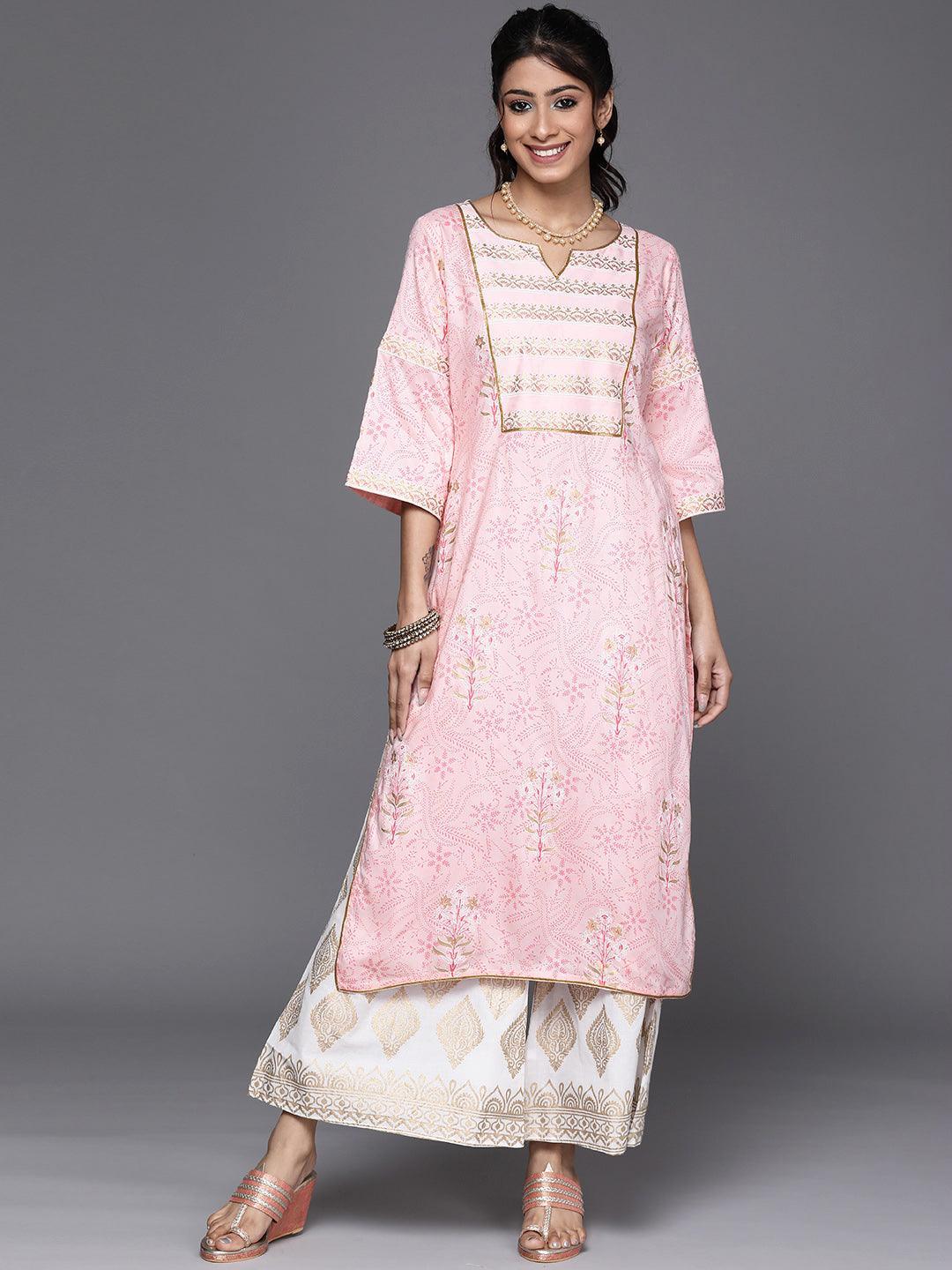 Pink Yoke Design Cotton Kurta