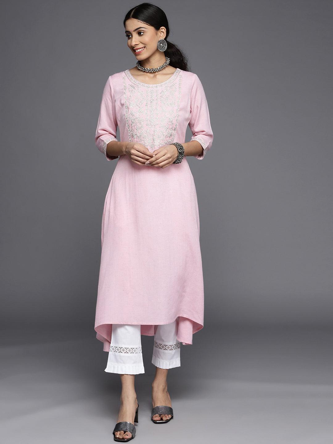 Pink Yoke Design Cotton Kurta