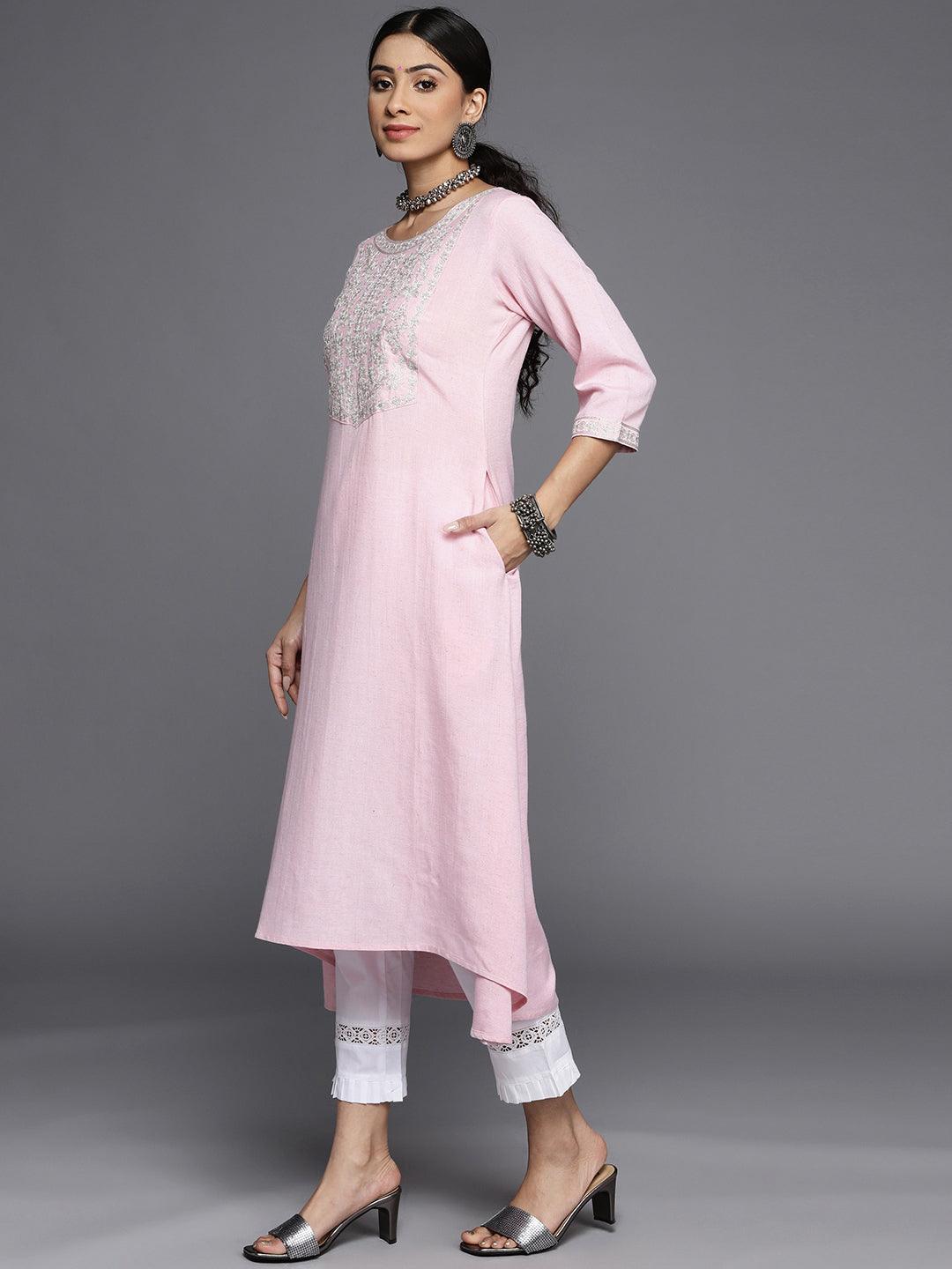 Pink Yoke Design Cotton Kurta