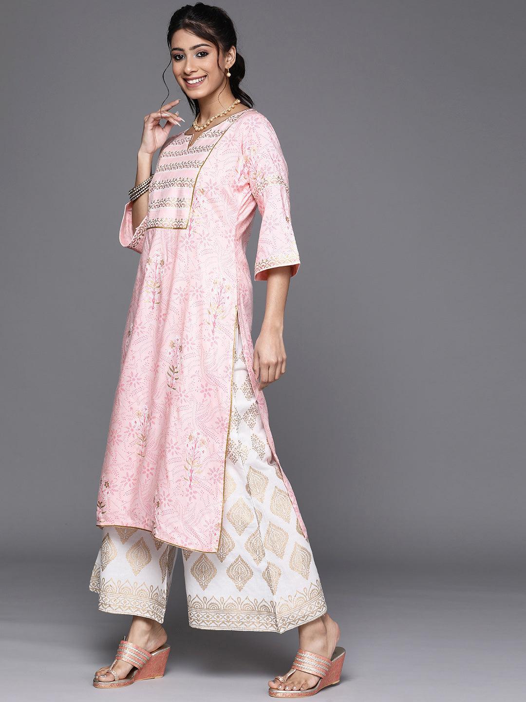 Pink Yoke Design Cotton Kurta