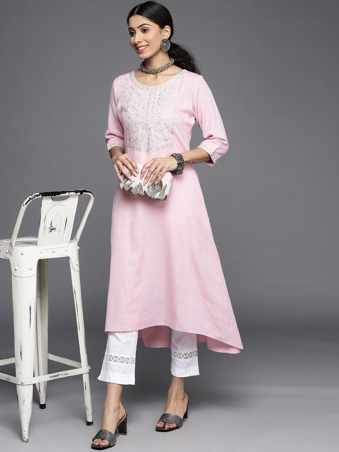 Pink Yoke Design Cotton Kurta