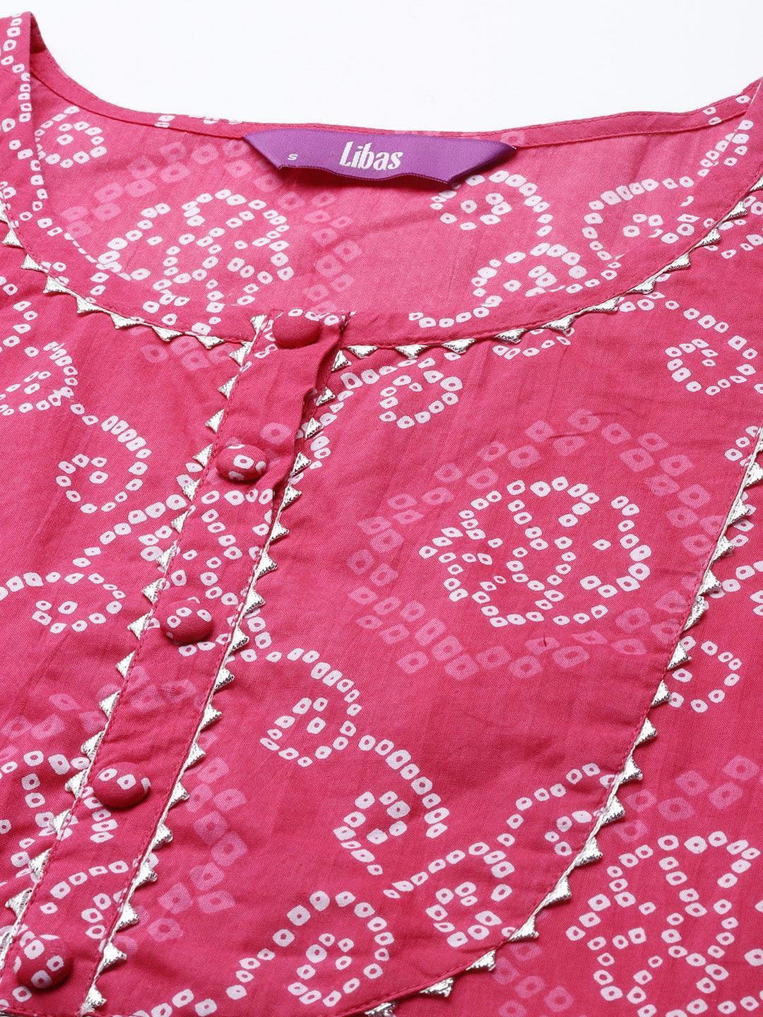 Pink Yoke Design Cotton Straight Kurta