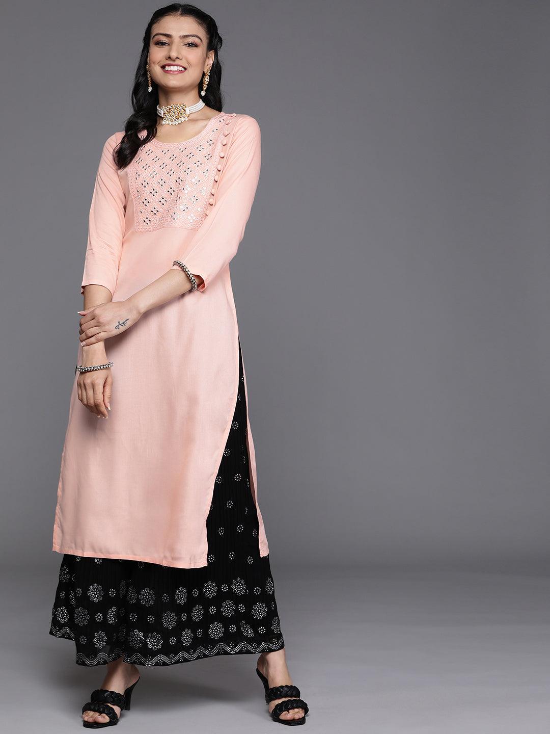 Pink Yoke Design Rayon Kurta