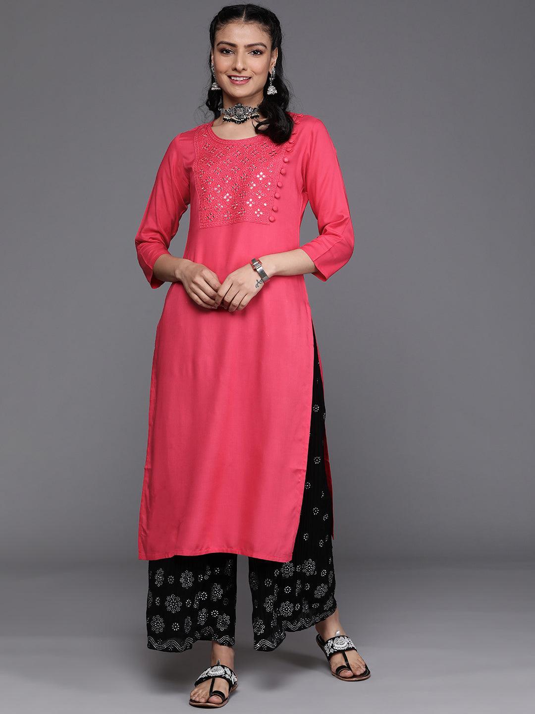 Pink Yoke Design Rayon Kurta