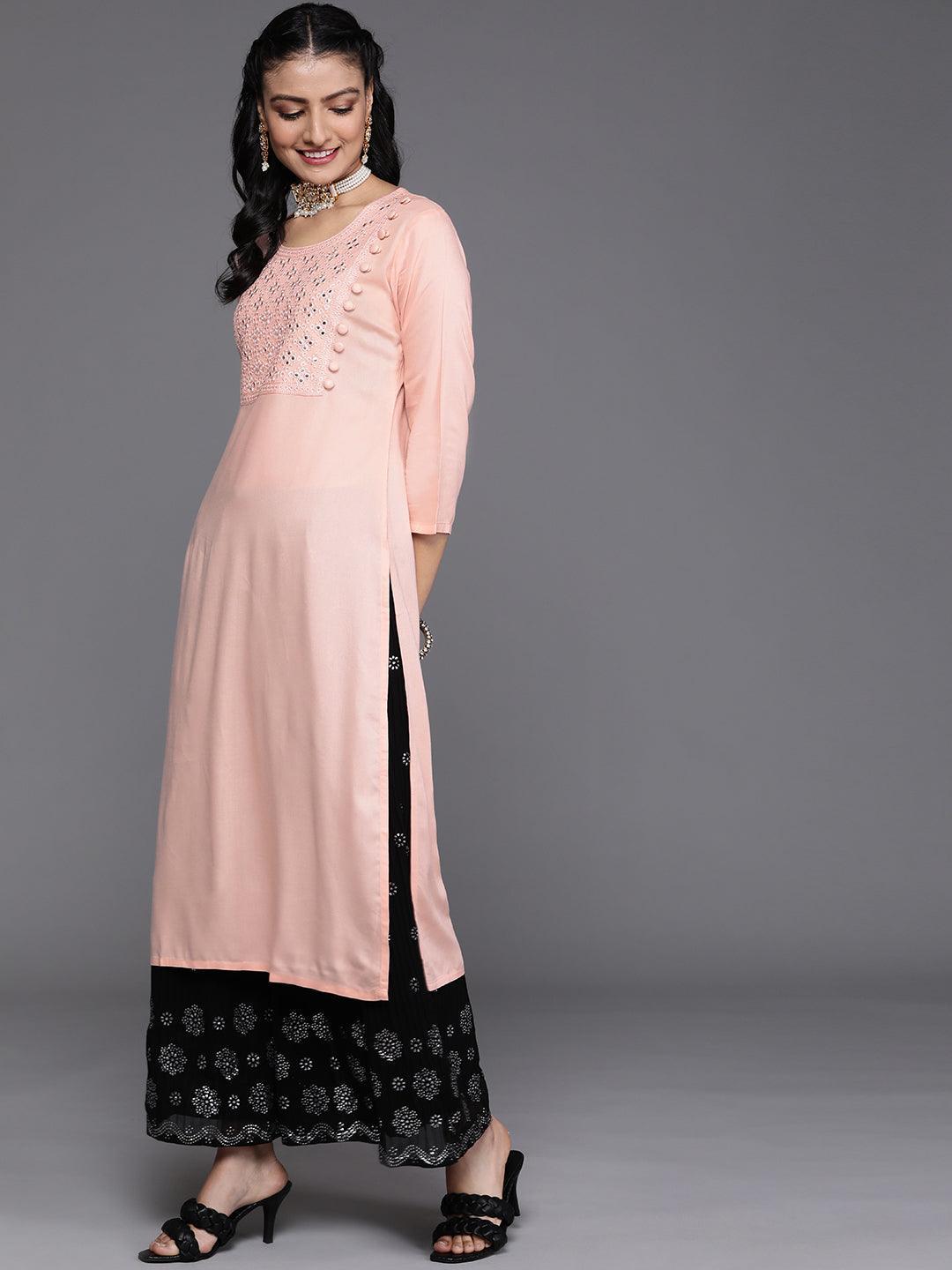 Pink Yoke Design Rayon Kurta