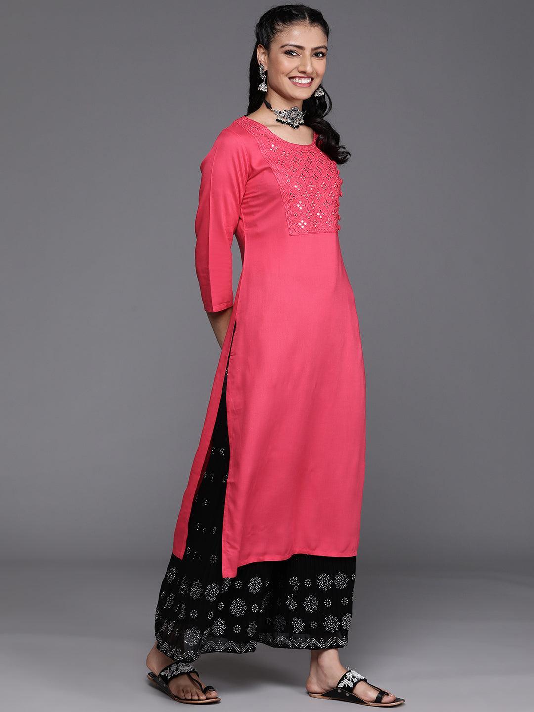 Pink Yoke Design Rayon Kurta