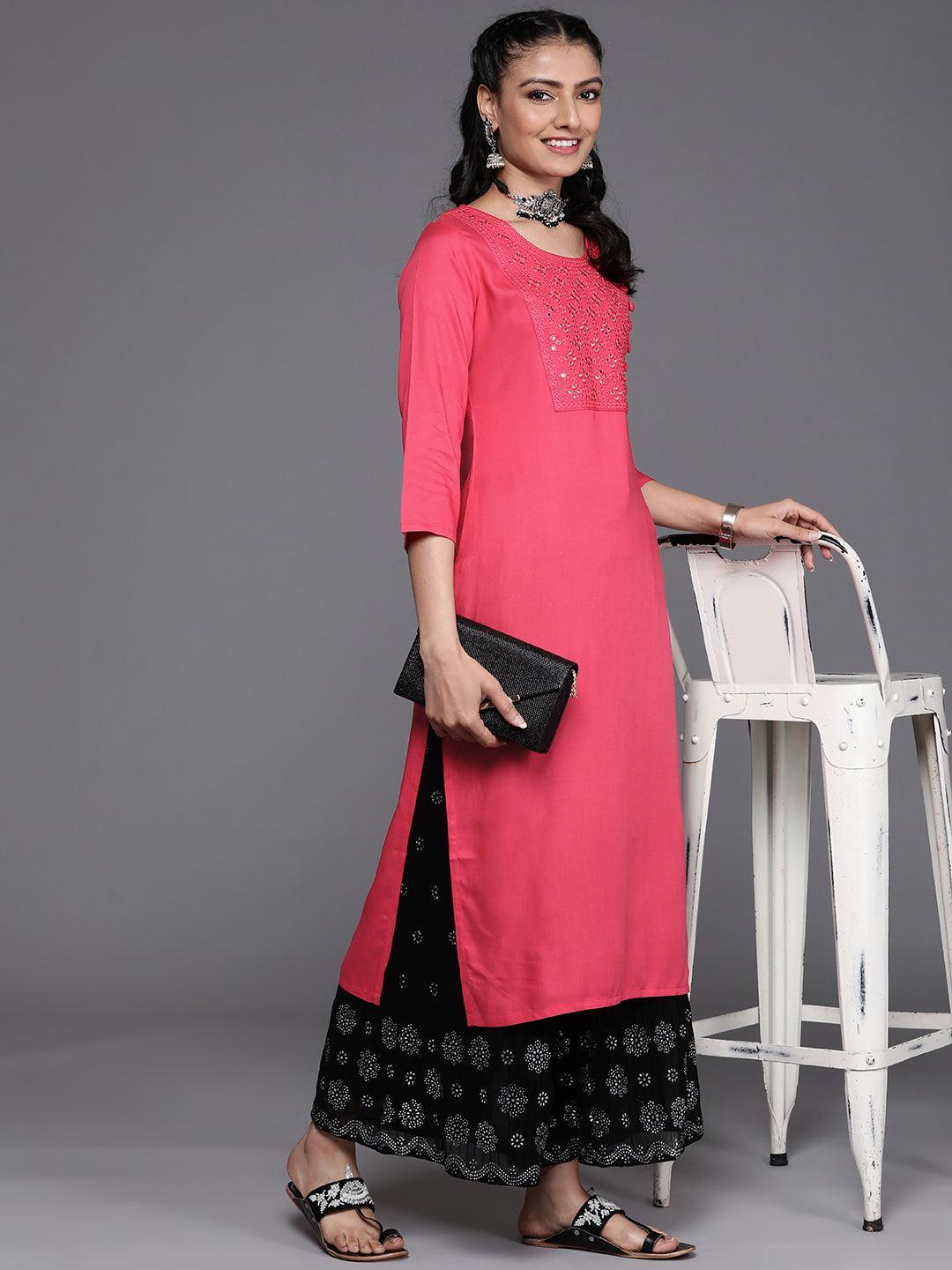 Pink Yoke Design Rayon Kurta