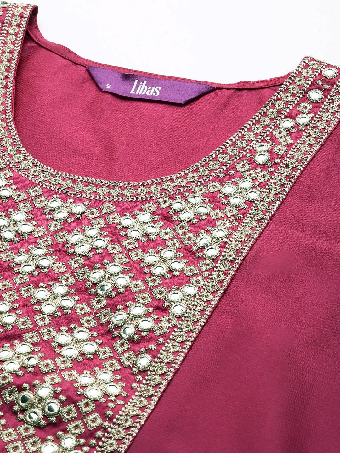 Pink Yoke Design Silk Straight Kurta