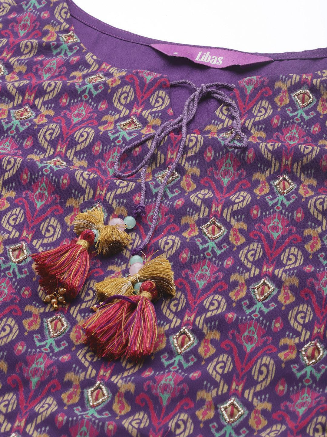 Purple Printed Georgette Suit Set