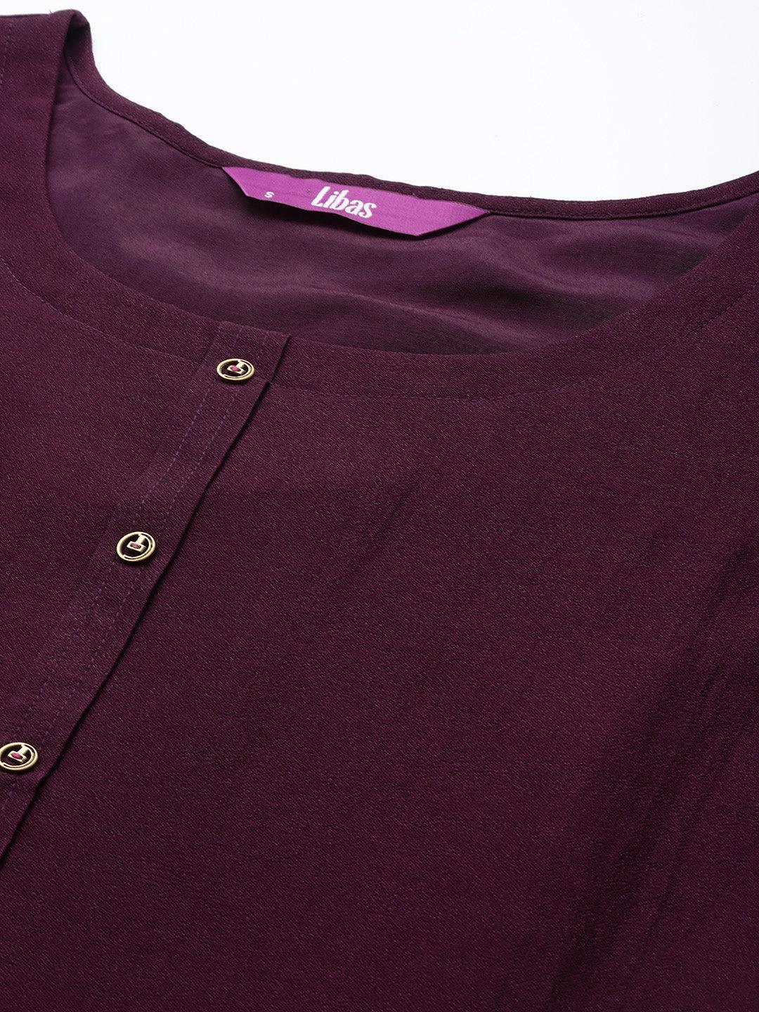 Purple Solid Silk Kurta