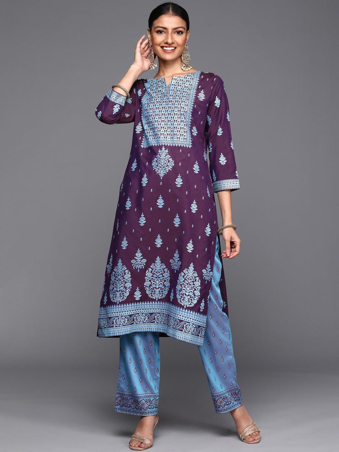 Purple Yoke Design Silk Kurta - ShopLibas