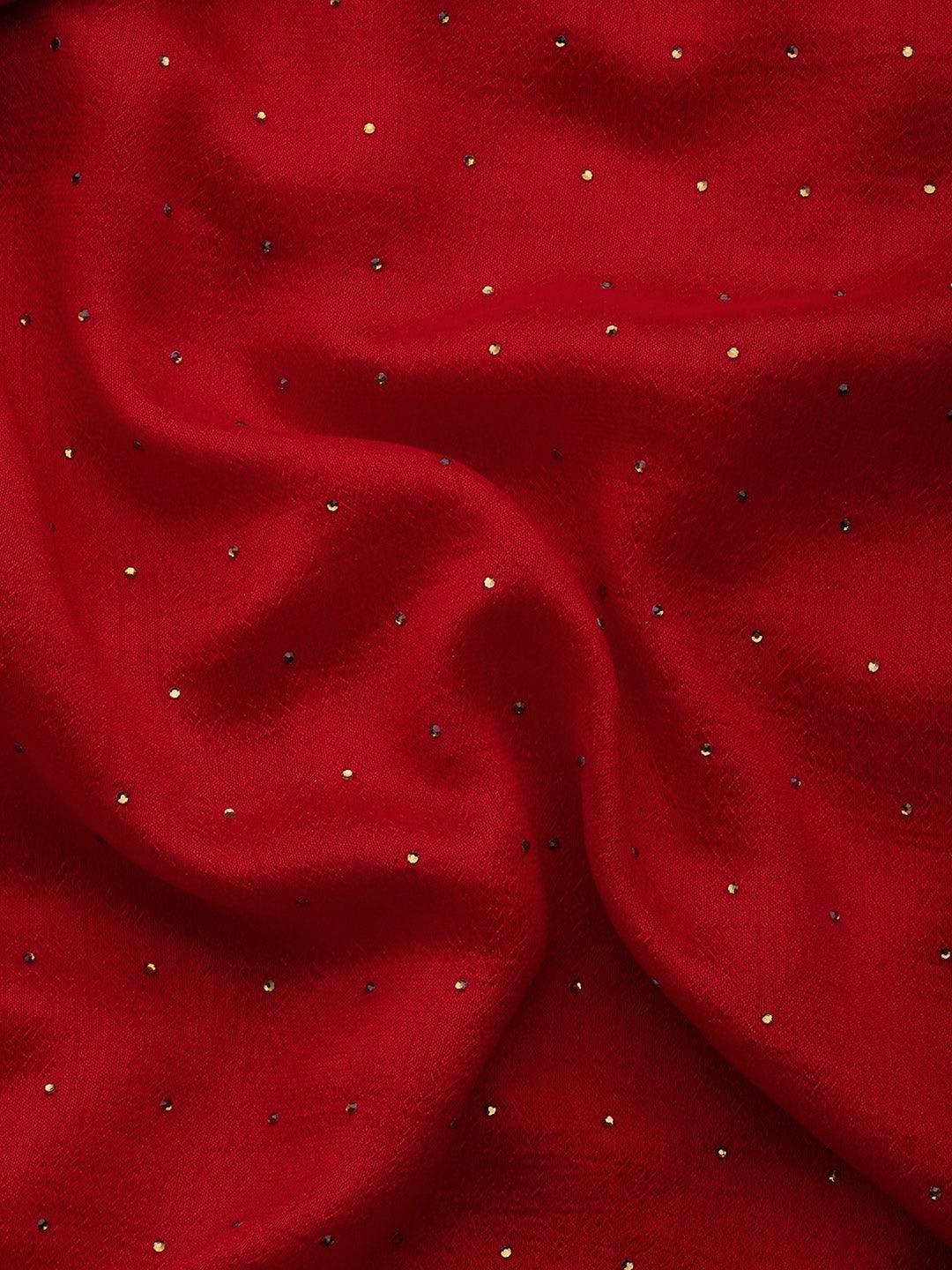 Red Embroidered Silk Blend Saree